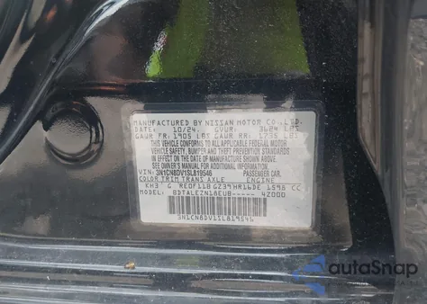 2025 Nissan Versa 1.6 S из США, поврежденный, VIN 3N1CN8DV1SL819546